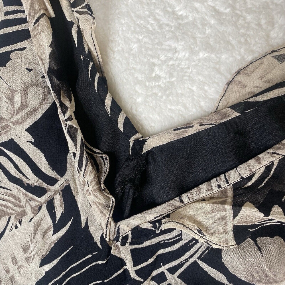 Vintage line floral sleeveless ruffled straps v neck mid length tapered dress S - Picture 10 of 11